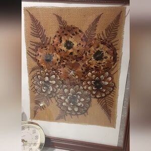 Stunning Vintage Homemade Feather Art Painting-one of a kind